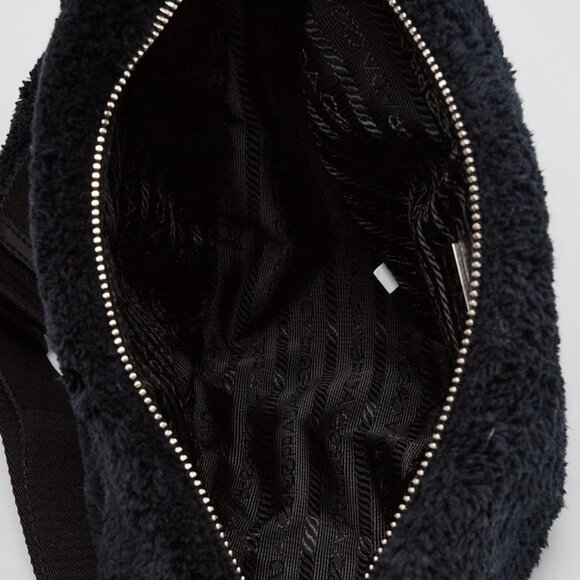 Prada Black Terry Triangle Logo Crossbody Bag 1BH190 - Picture 9 of 12